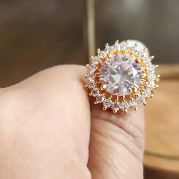 American Diamond Accented Gold Adjustable Ring. - Picture 5 of 6